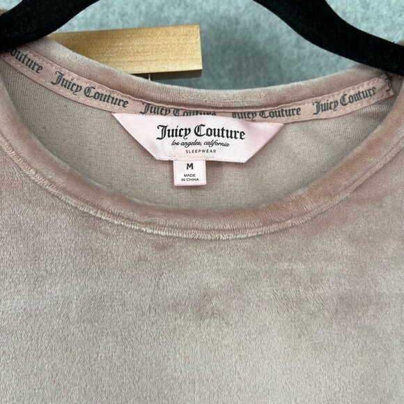 Juicy Couture Velour Sleep Wide Pant Set Size M Light Pink Rhinestone Spellout - Picture 5 of 15